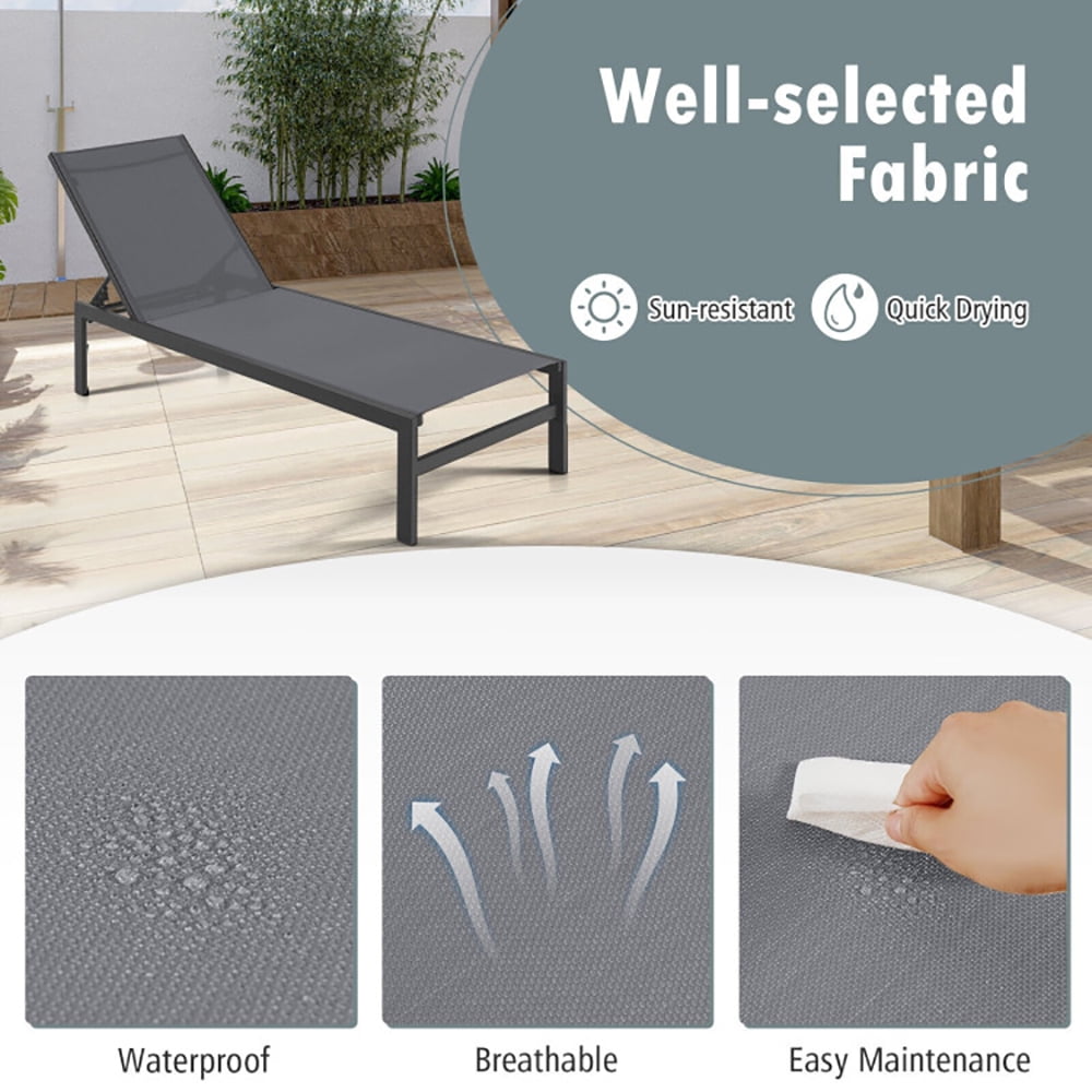 Aimee Lii 6-Position Chaise Lounge Chairs with Rustproof Aluminium Frame, Patio Loungers, Gray Aimee Lii 6-Position Chaise Lounge Chairs with Rustproof Aluminium Frame, Patio Loungers, Gray