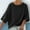 Black, variant on Summer Tops For Women Sevevn Women's Casual Solid Colour 3/4 Sleeved Round Neck Summer Fashionable Blouse