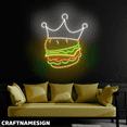 thumbnail image 3 of Craftnamesign Burger King Neon Light, Hamburger Store Wall Art, Restaurant Signage, 3 of 5
