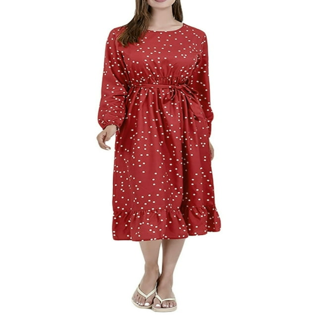 Vêtements Assortis Maman et Moi Maman Enfant Filles Robe à Pois à Volants avec Ceinture Barboteuse Jupe pour Bébé Filles