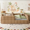 thumbnail image 3 of Bellemave Toddler Floor Bed with Teddy Fleece, Low-to-Ground Kids Bed Frame with Full Padded Guard Rails, Montessori Floor Beds, Standard Crib Size for Boys & Girls, Natural, 3 of 14