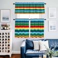 thumbnail image 2 of Colorful Stripes Kitchen Curtains Valances and Tiers Set of 3 Modern Abstract Blue Green Red Yellow Mexican Stripes Tier Curtains and Valance with Rod Pocket for Small Windows, 27.5"x36", 2 of 9