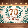thumbnail image 6 of Elegant Design Happy Birthday Banner Decorative Green Leaves Gold Number 70 for Milestone Celebration Indoor Party Event, 6 of 7