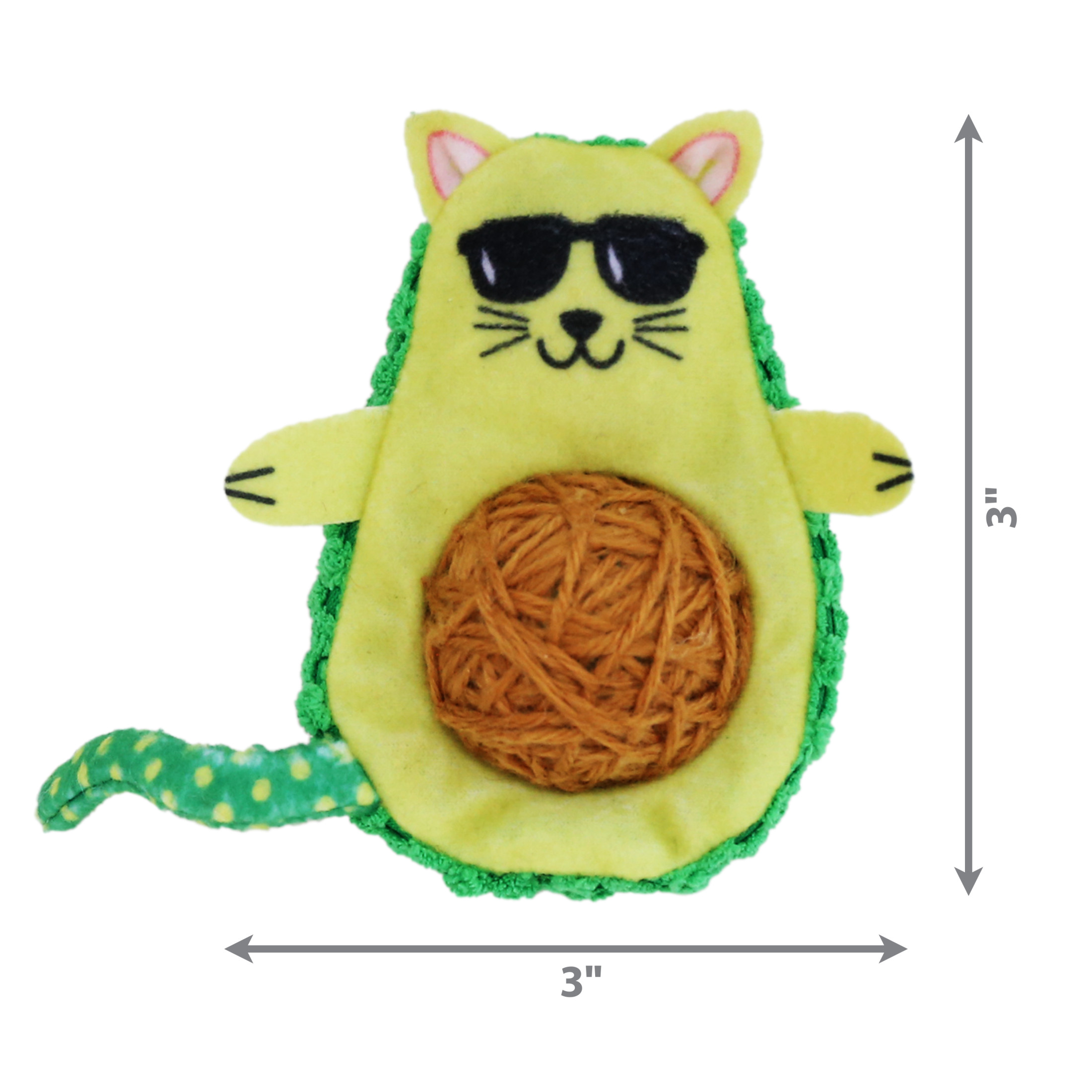 KONG® Wrangler AvoCATo Crinkle Cat Toy, Interior Tethered Yarn Ball with Premium North American Catnip