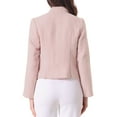 thumbnail image 3 of INSPIRE CHIC Women's Long Sleeve Plaid Tweed Blazer Button Down Work Short Jacket L Pink, 3 of 6