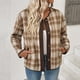 thumbnail image 5 of Ailaofu Fashion Jacket for Women Fall Winter Trendy Button Short Shacket Long Sleeve Plaid Cropped Jackets, 5 of 7