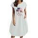 thumbnail image 4 of Puntoco Vestido Estampado De Dos Bolsillos Con Cuello Redondo Y Manga Corta De Color Liso Para Mujer Vestido De Cuello Redondo De Manga Corta Blanco Xl,Regalos Para Mujer Joven, 4 of 4