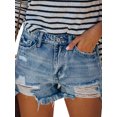 thumbnail image 1 of JDinms Women's Shorts Frayed Raw Hem Ripped Denim Jean Shorts, 1 of 3