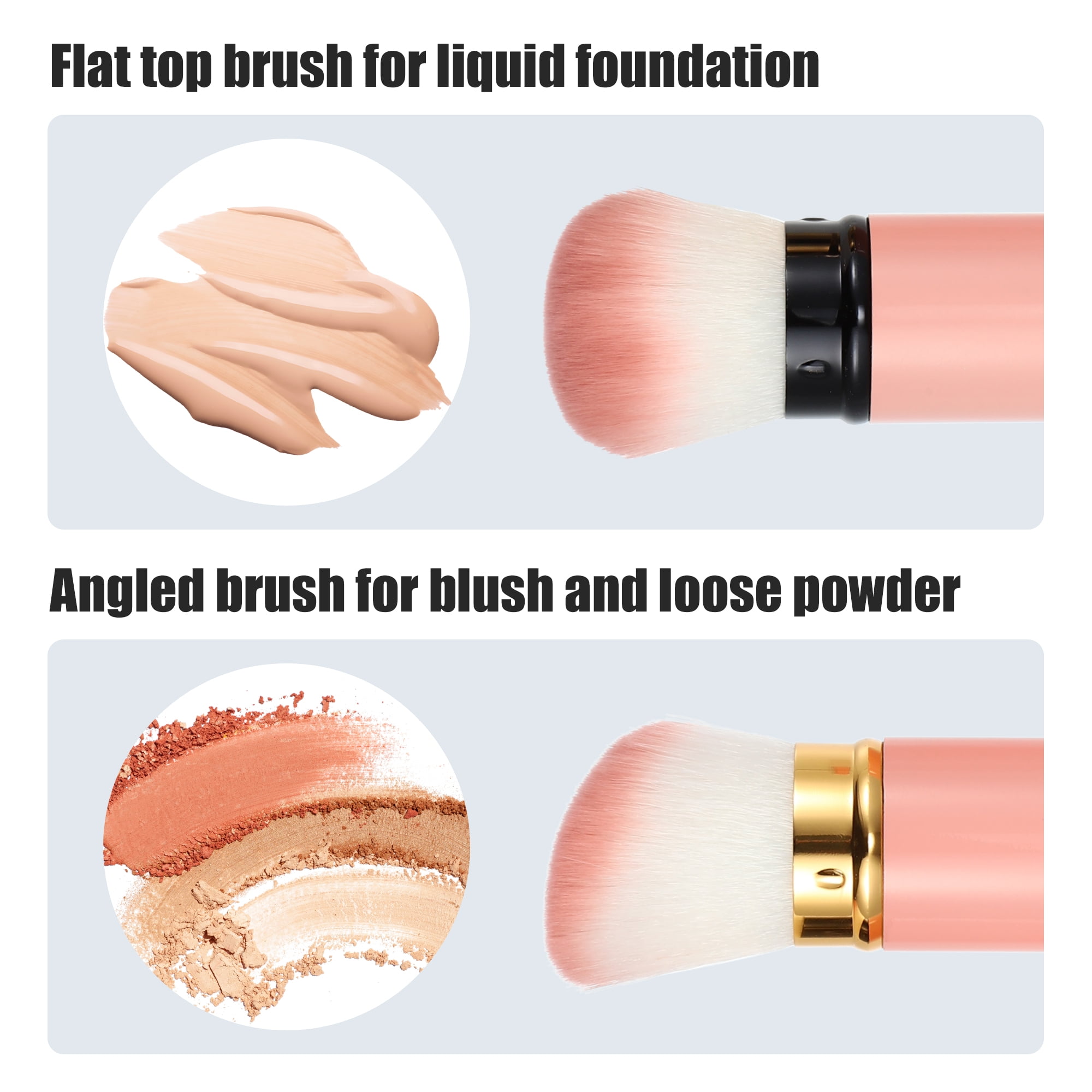 Unique Bargains Makeup Brush Kit Travel Retractable Angled Highlight Pink 2 Pcs