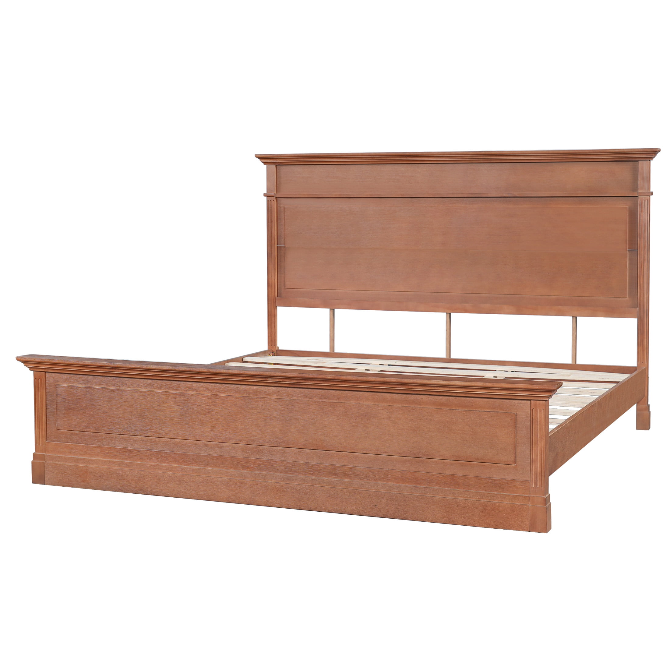 Christopher Knight Home Rustic Solid Wood King Bed Frame with High Headboard and Footboard, Brown