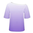 thumbnail image 4 of YUGYXL Women's Off The Shoulder Tops Gradient Oversized Shirts Casual Loose Fit Short Sleeve Comfy Vacation Shirts Purple S, 4 of 6