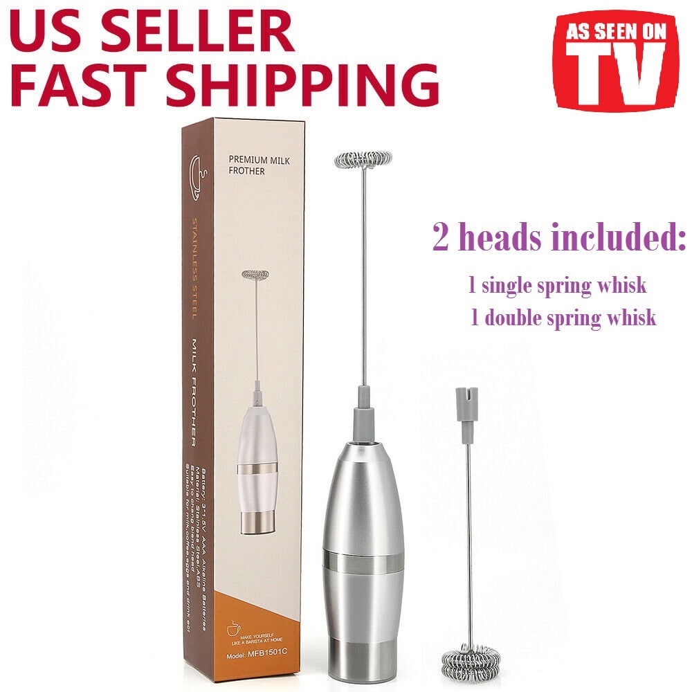 Electric Milk Frother Handheld Drink Mixer Stainless Steel Stand Fast Shipping! 