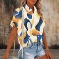 thumbnail image 4 of Womens Button Down Shirts Oversized Short Sleeve Floral Printed Blouses Casual Work Tops Drop Shoulder Outfit Clothes White Button Down, 4 of 6