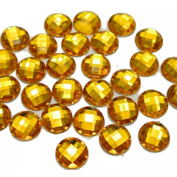 EOEMY 200 Acrylic Flatback Faceted Round Rhinestone Glue On Gems 10mm Color Choice-Gold