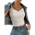 thumbnail image 2 of Women'S Silk Satin Camisole Cowl Neck Tank Top Silky Basic Tank Shirt White L, 2 of 9