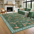 thumbnail image 2 of FairOnly 5'x7'Modern Machine Washable Area Rug- Grass&Warblers Non Slip Stain Resistant Foldable Rugs for Bedroom Dining Room Kitchen，Green, 2 of 7