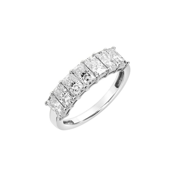 2 Carat DEW Radiant-Cut Moissanite 10k White Gold Semi-Eternity Band