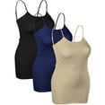 thumbnail image 2 of Emmalise Women's Basic Casual Long Camisole Cami Top Value Combo- 3Pk - Black, Navy, Khaki, Large, 2 of 8