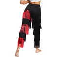 thumbnail image 4 of Xnihocha Women's Fringe Cha-cha Tango Salsa Ballroom Latin Dance Pants Elastic Waist Tassel Pants Black&Red XXL, 4 of 7