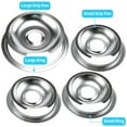 thumbnail image 4 of Electric Stove Burner Drip Bowl 6 Inch Wb32X10012 (3 Pack Small) & 8 Inch Wb32X10013 (1 Pack Large) Chrome Drip Pans With 4Pcs Trim Rings Set For G-E Surface Burner Range, 4 of 5