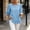 Light Blue, variant on Vrorvz Ruffle Hem Shirt Womens 3/4 Sleeve Crew Neck Shirts Loose Tunic Basic Blouses Casual Fashion Tops