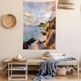 thumbnail image 2 of Seaside Decor Wall Hanging Tapestry, Tropical Rock Sandy Beach at Sunset in Island with Majestic Sky Light Art on Earth Photo, Bedroom Living Room Dorm Accessories, 60 X 80 Inches, by Ambesonne, 2 of 5