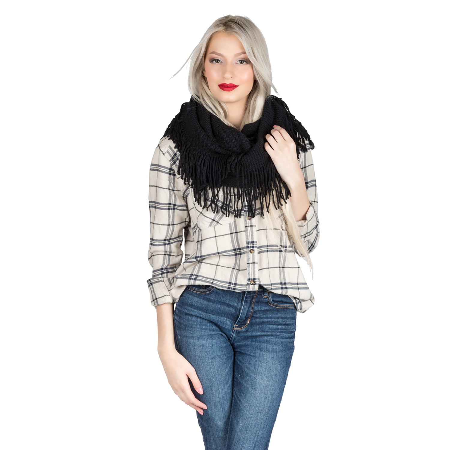 Light Weight Travel Warm Wrap Blanket Fringed Scarf