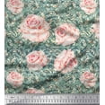 thumbnail image 1 of Soimoi Crepe Silk Fabric Check & Roses Floral Printed Fabric 1 Yard 42 Inch Wide, 1 of 3