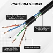 Cables Direct Online 500ft Cat6 Ethernet Cable Bulk – 23AWG Solid CCA UTP, Unshielded, 550MHz, Pull Box, LAN Network Wire, RJ45 Compatible, Indoor Use, High-Speed Internet, Black