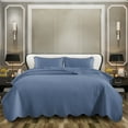 thumbnail image 2 of IR Imperial Rooms 3 Piece Quilt Set Chevron Bedding Microfiber Soft Bedspread with 2 Pillow Shams Washed Blue Queen, 2 of 12