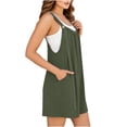 thumbnail image 5 of ClodeEU Women's Linen Backless Spaghetti Strap Romper with Pockets,Solid Color Casual Short Jumpsuit Army Green,Women's Plus L, 5 of 7