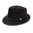 thumbnail image 3 of Summer Breathable Mesh Pork Pie Hat, Lightweight Straw Fedora Bowler Sun Hat for Men Women, Packable Crushable Beach Travel Hat,Pink, 3 of 4