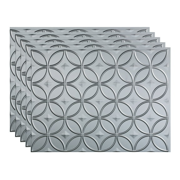 FASÄDE Rings Decorative Vinyl 18in x 24in Backsplash Panel in Argent Silver (5 Pack)