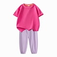thumbnail image 2 of Cethrio Girls Cotton Outfit Sets, Casual Short Sleeve Summer 2 Piece Girls Clothing sets Hot Pink Size 7-8 T, 2 of 7
