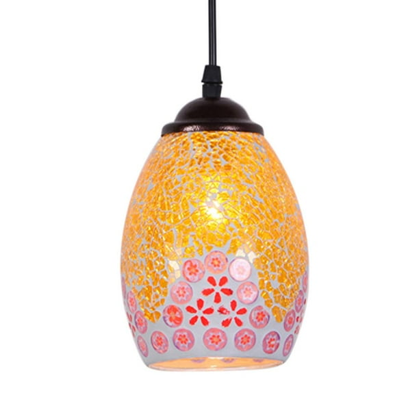 Lámpara colgante de cristal de estilo mosaico retro Jinwen Pantallas de lámpara multicolor