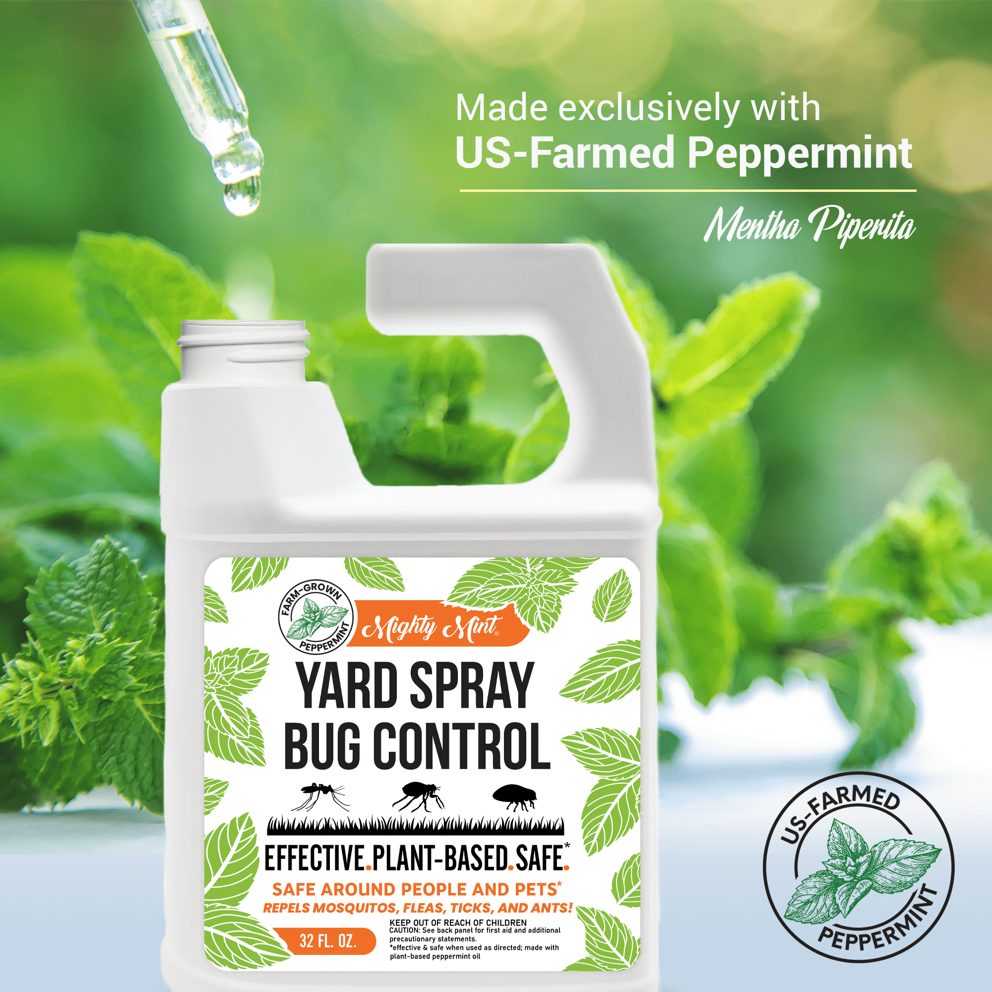 Mighty Mint Lawn Insect Killer & Repellent for Mosquitos, Fleas, and Ticks Yard Spray Bug Control, 32oz