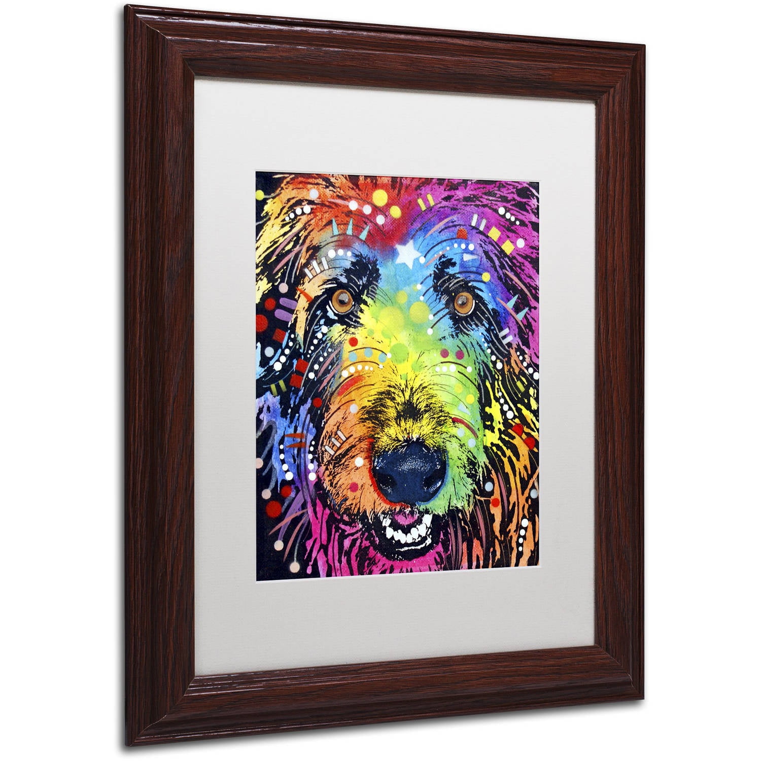 Trademark Fine Art "Irish Wolfhound" Canvas Art by Dean Russo, White Matte, Wood Frame