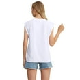 thumbnail image 5 of JWD Women's Top Cap Sleeve Summer Blouses Casual Crew NecK Solid Color Women's Tanks White XL, 5 of 8