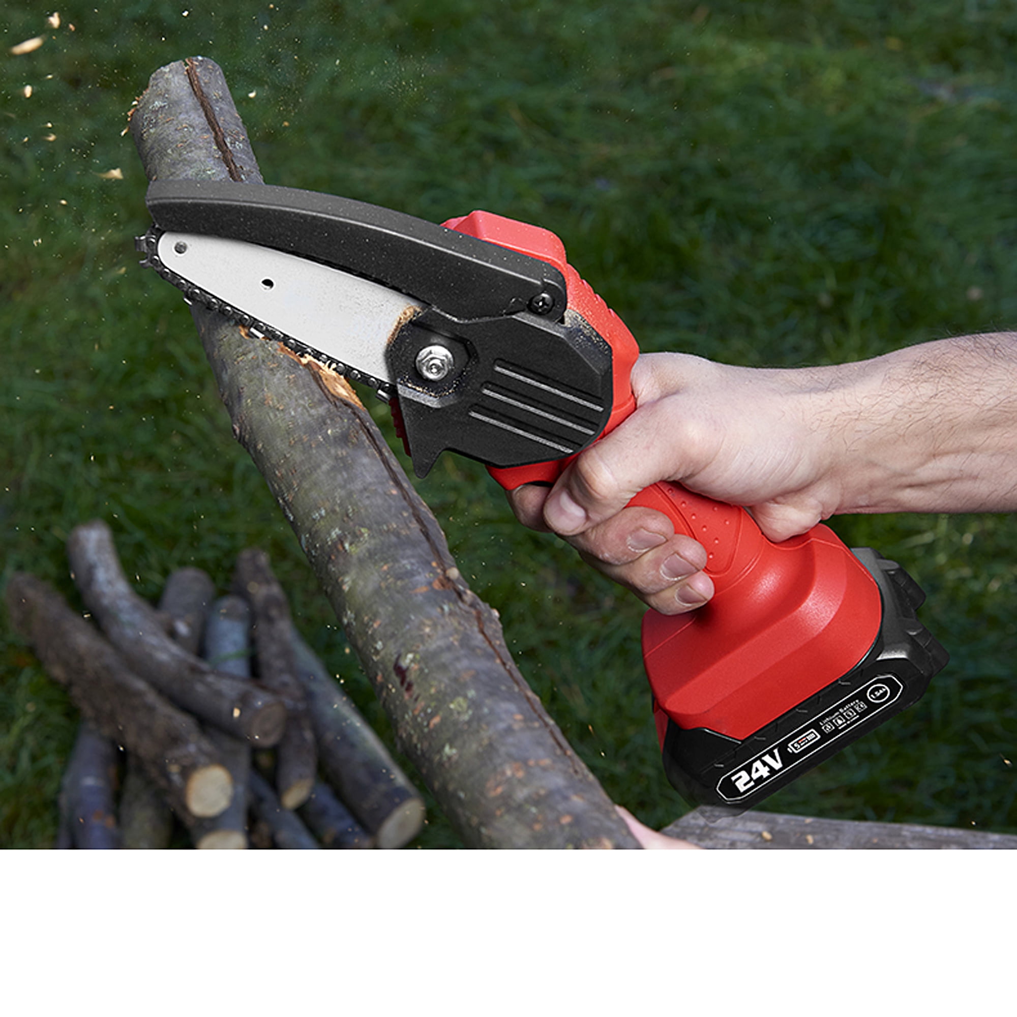 Milex Mini 24V Lithium Battery Chain Saw - Ideal for Tree Pruning and Woodcutting