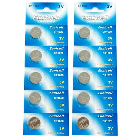 Lithium Blister Pack - Eunicell CR1620 5009LC Lithium Blister Pack 3V 3 Volt Coin Cell Batteries (10 pcs)