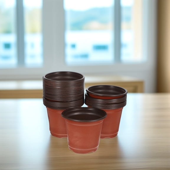 Worgeous 50 PCS Plant Pot with Drainage Garden Pots and Indoor Brown