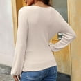 thumbnail image 5 of Women's long-sleeved V-neck wrap shirt, business casual loose lightweight knit top, 5 of 8