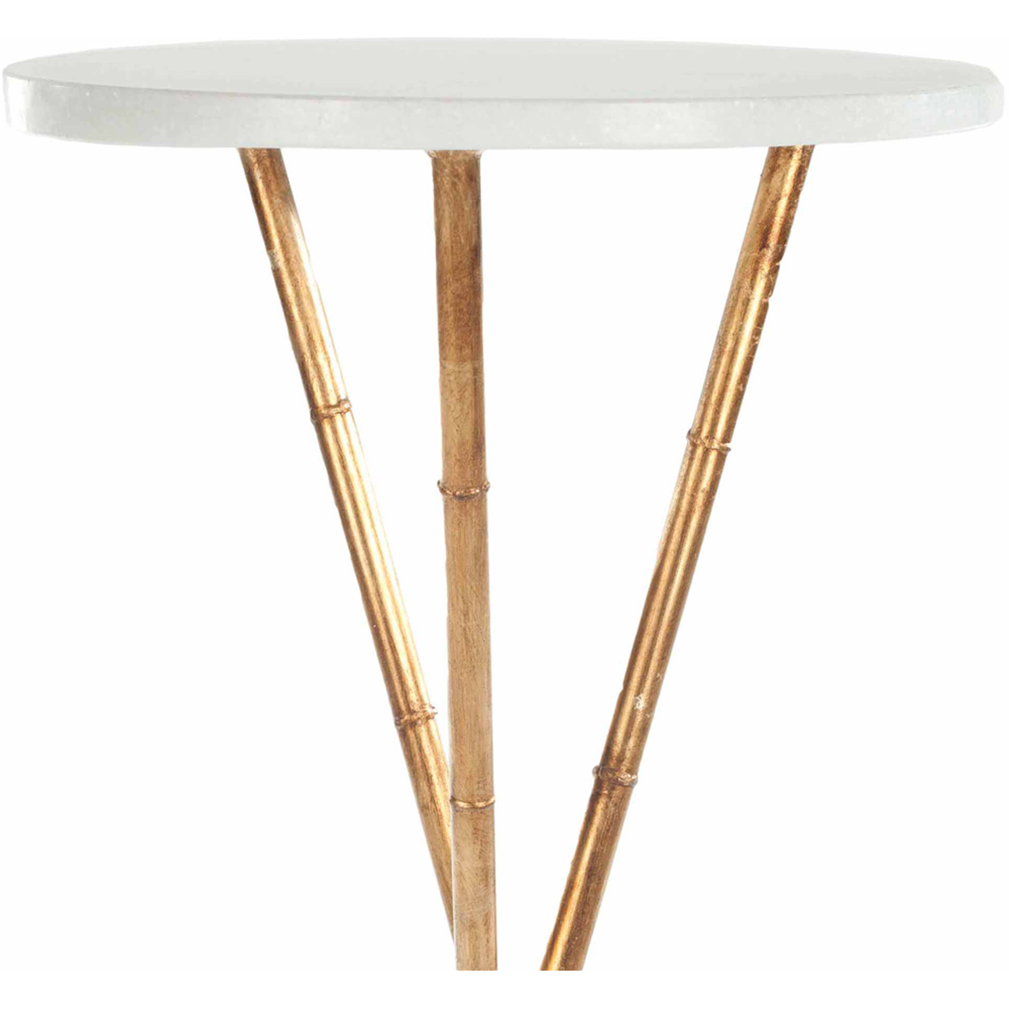 SAFAVIEH Roger Modern Glam Iron Round Accent Table, White and Gold