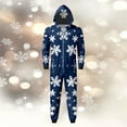 thumbnail image 2 of Mrzhqd Matching Christmas Pajamas For Family Men Christmas Pajamas Long Sleeve Snowflake Print Onesie With Hooded Fall Winter Sleepwear,Blue,Size L, 2 of 6