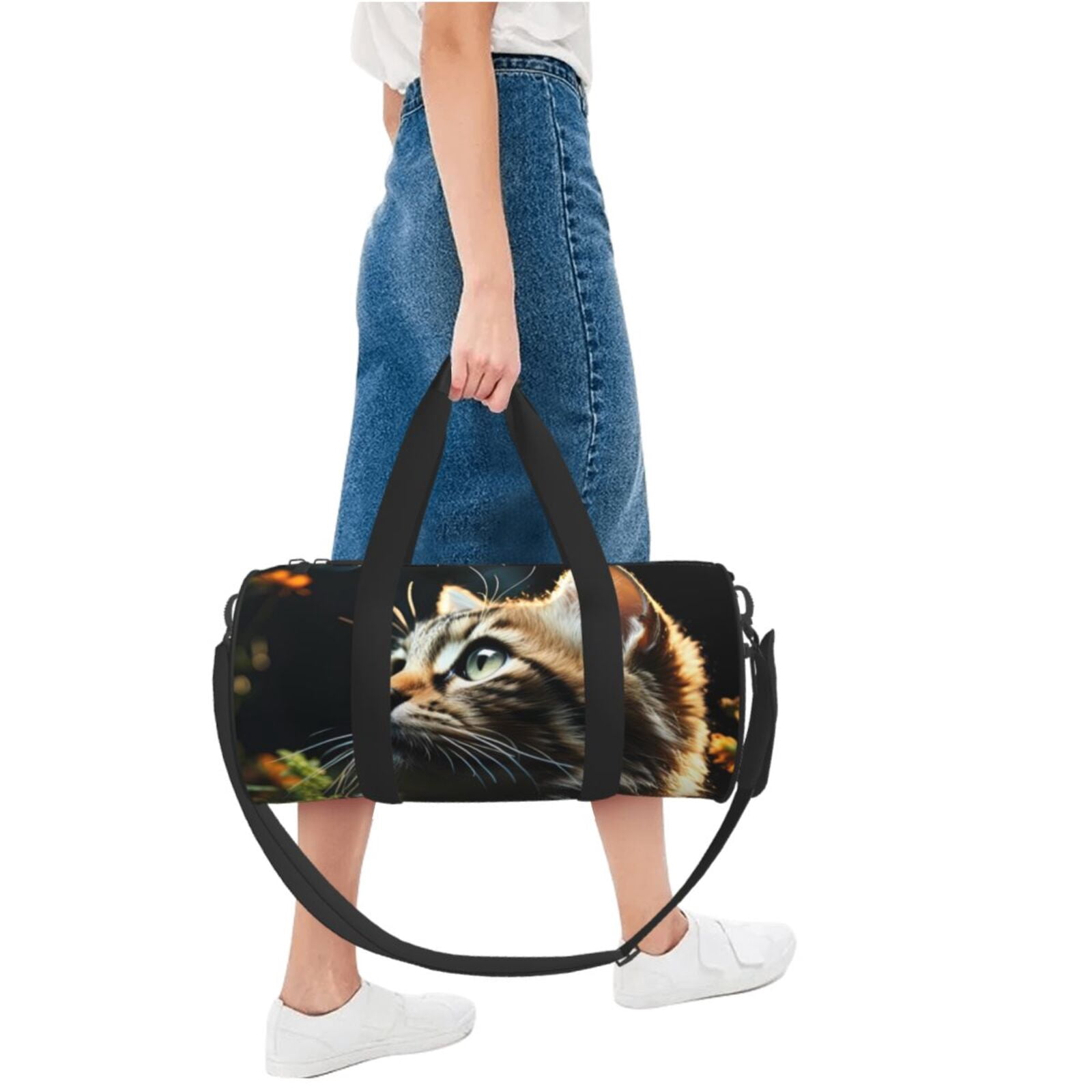 Defioc Realistic Style Cute Cat for Travel Duffle Bag,Weekender Bag Carry On Tote Bags Hospital Bag Large Capacity Sport Gym Bag for Men Women Fit for Trave, Gym,Weekend
