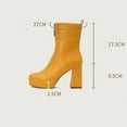 thumbnail image 4 of Xfvqtps Womens Fashion Chunky Heel Ankle Boots with Side Zipper Suede Pointed Toe Booties for Fall Winter Comfortable Dress Casual Boots for Women Yellow, 4 of 7