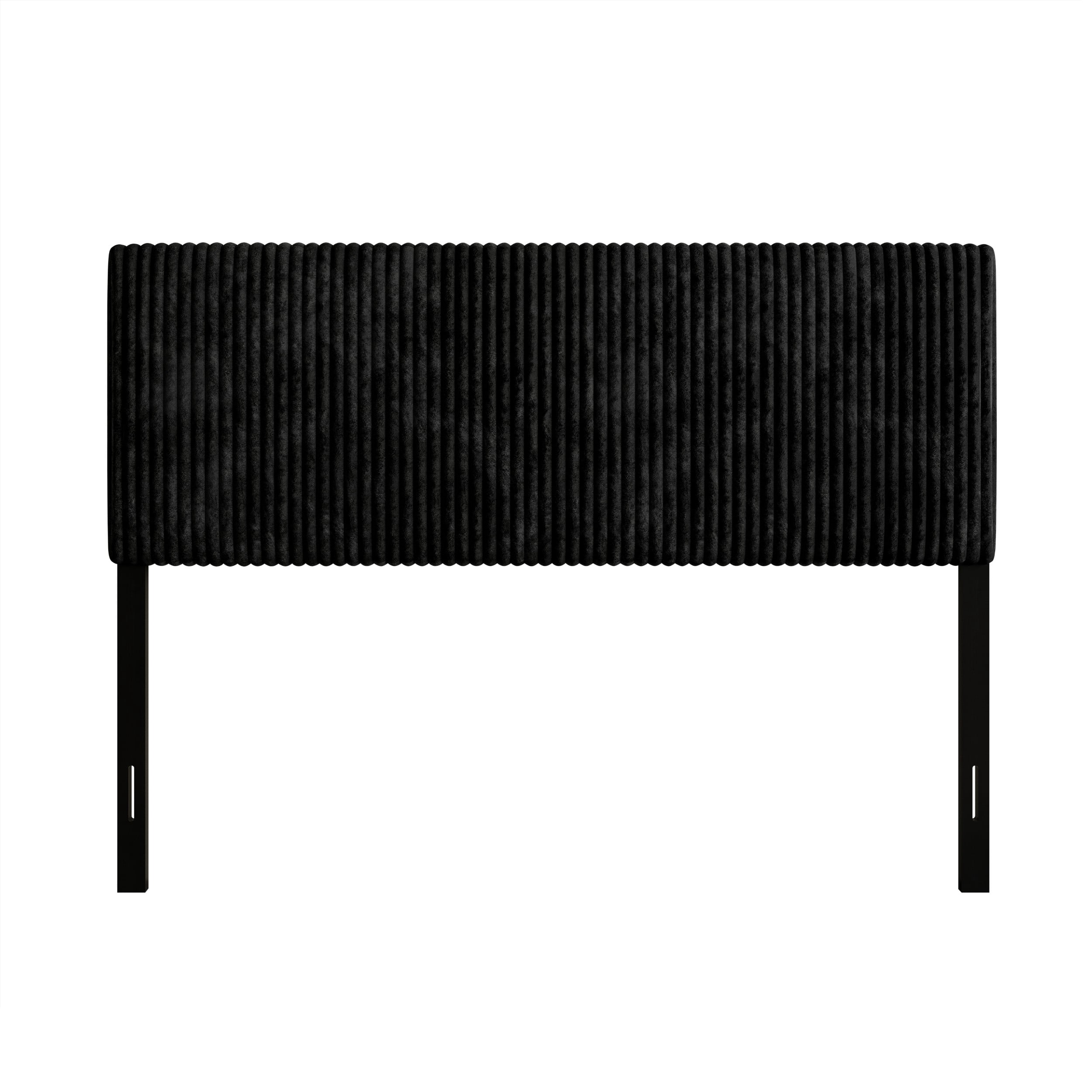 Home Design Romney Twin Upholstered Headboard with Vertical Channel Tufting, Adjustable Height, Black