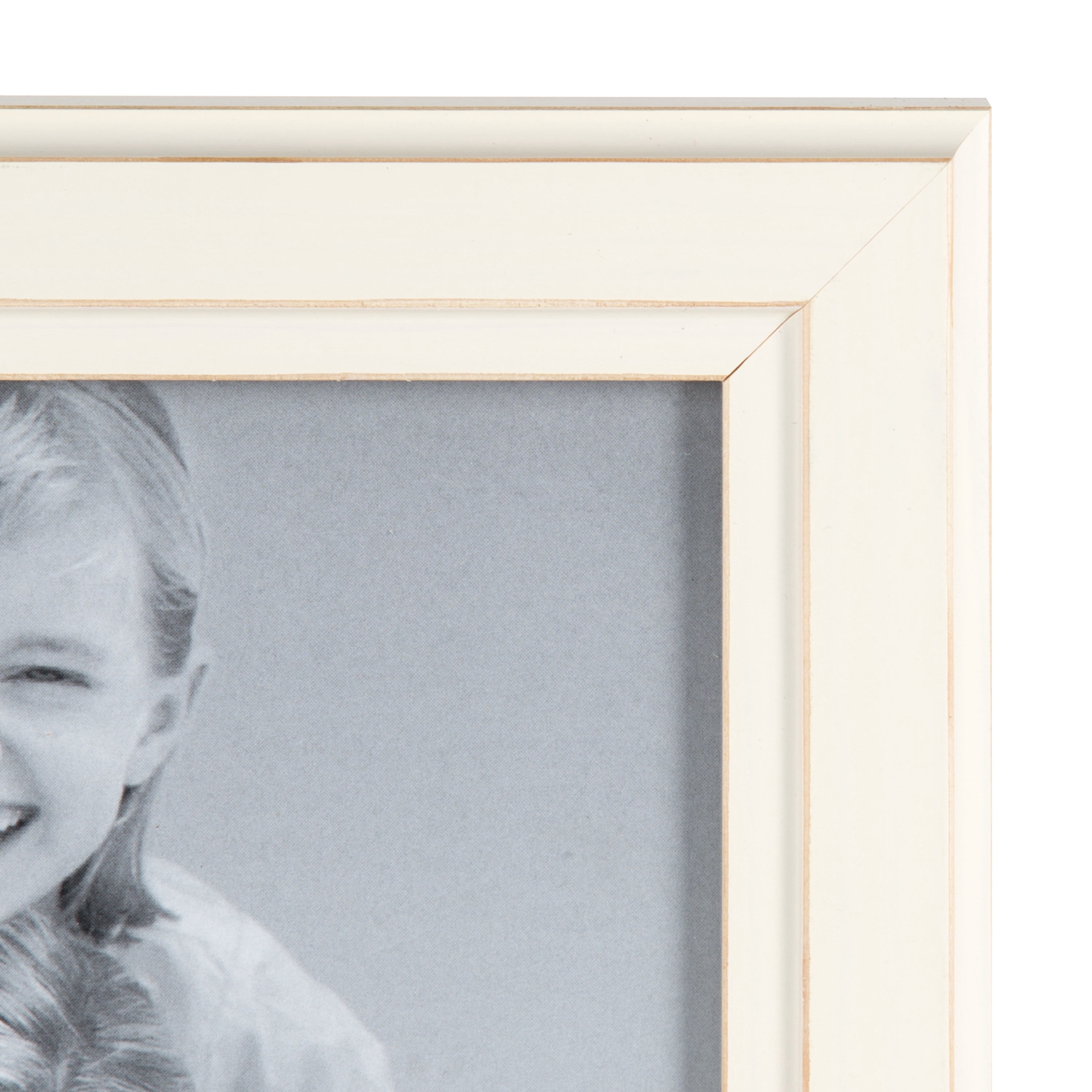 DesignOvation Kieva Solid Wood Picture Frame, Distressed Soft White 8x10, Pack of 6