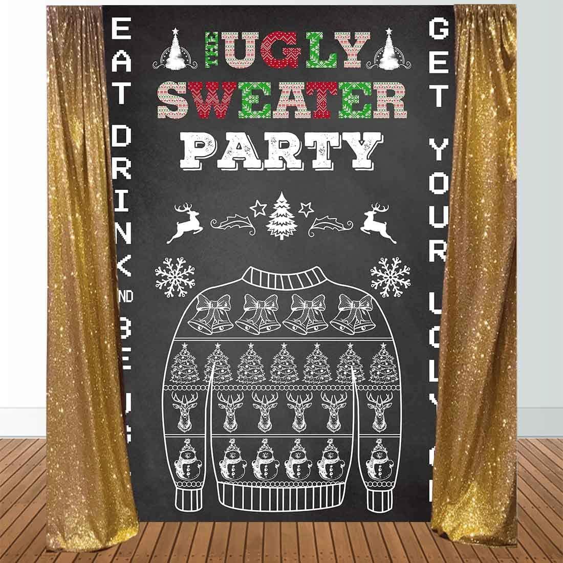 5x7ft Ugly Sweater Party Backdrop Christmas Eve Photography Supplies Tacky  Chalkboard New Year Prom Decorations Kids Birthday Holiday Festival Cake  Smash Props Favors Baby Shower Background | Walmart Canada