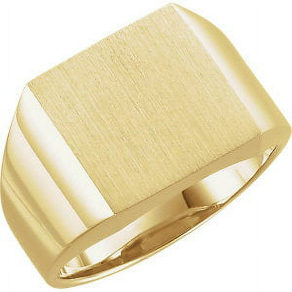 FB Jewels 14K Yellow Gold 14mm Men's Signet Ring with Brush Finish Size 10